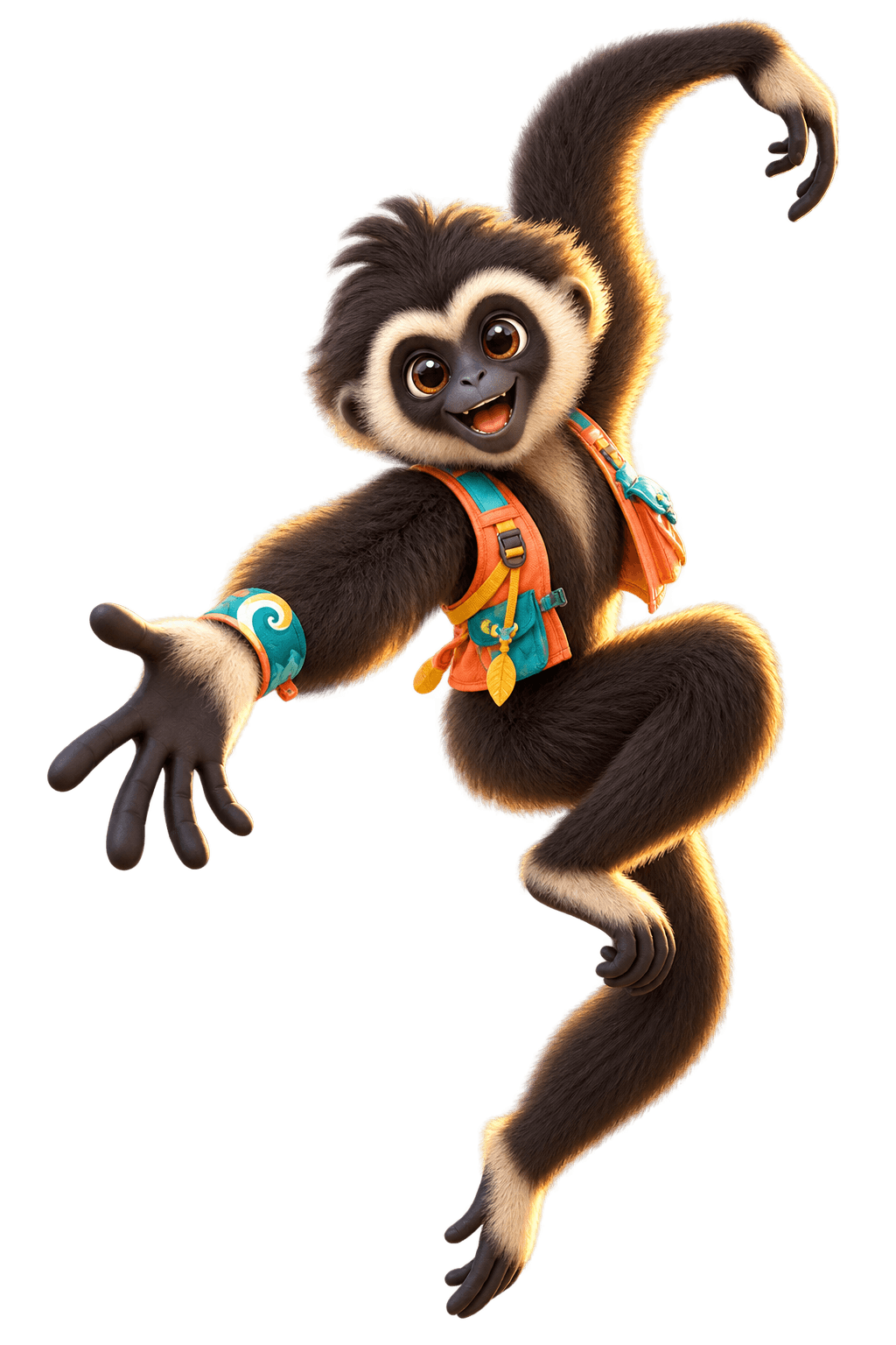 Hainaner Hainan gibbon mascot welcoming international visitors